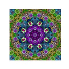 Colors And Flowers In A Mandala Small Satin Scarf (square) by pepitasart