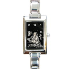 Nativity Scene Birth Of Jesus With Virgin Mary And Angels Black And White Litograph Rectangle Italian Charm Watch by yoursparklingshop