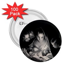 Nativity Scene Birth Of Jesus With Virgin Mary And Angels Black And White Litograph 2 25  Buttons (100 Pack)  by yoursparklingshop