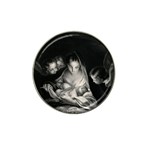 Nativity Scene Birth Of Jesus With Virgin Mary And Angels Black And White Litograph Hat Clip Ball Marker Front