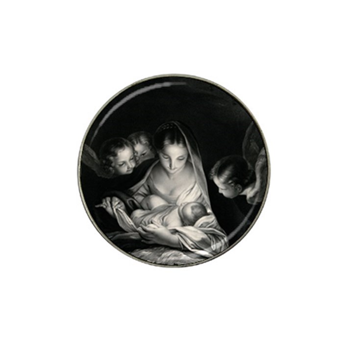 Nativity Scene Birth Of Jesus With Virgin Mary And Angels Black And White Litograph Hat Clip Ball Marker