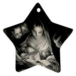 Nativity Scene Birth Of Jesus With Virgin Mary And Angels Black And White Litograph Star Ornament (Two Sides)  Back