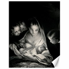 Nativity Scene Birth Of Jesus With Virgin Mary And Angels Black And White Litograph Canvas 12  X 16   by yoursparklingshop