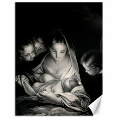 Nativity Scene Birth Of Jesus With Virgin Mary And Angels Black And White Litograph Canvas 18  X 24   by yoursparklingshop