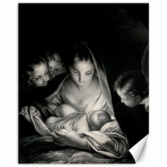 Nativity Scene Birth Of Jesus With Virgin Mary And Angels Black And White Litograph Canvas 11  X 14   by yoursparklingshop