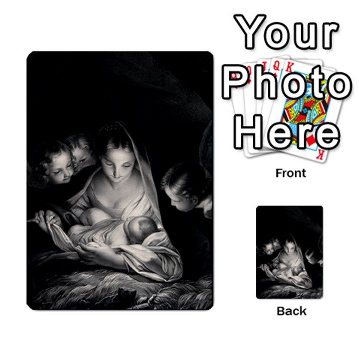 Nativity Scene Birth Of Jesus With Virgin Mary And Angels Black And White Litograph Multi-purpose Cards (Rectangle) 