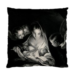 Nativity Scene Birth Of Jesus With Virgin Mary And Angels Black And White Litograph Standard Cushion Case (one Side) by yoursparklingshop