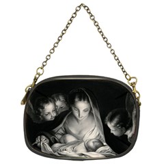 Nativity Scene Birth Of Jesus With Virgin Mary And Angels Black And White Litograph Chain Purses (two Sides)  by yoursparklingshop