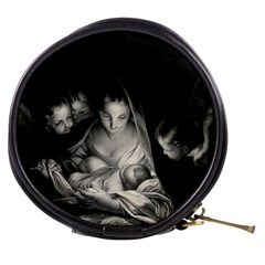 Nativity Scene Birth Of Jesus With Virgin Mary And Angels Black And White Litograph Mini Makeup Bags by yoursparklingshop