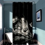 Nativity Scene Birth Of Jesus With Virgin Mary And Angels Black And White Litograph Shower Curtain 36  x 72  (Stall)  Curtain(36 X72 ) - 33.26 x66.24  Curtain(36 X72 )