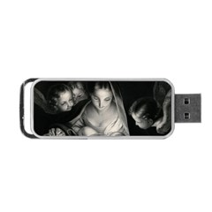 Nativity Scene Birth Of Jesus With Virgin Mary And Angels Black And White Litograph Portable Usb Flash (two Sides) by yoursparklingshop