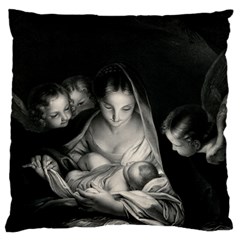 Nativity Scene Birth Of Jesus With Virgin Mary And Angels Black And White Litograph Standard Flano Cushion Case (two Sides) by yoursparklingshop