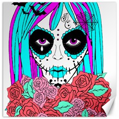 HIPPY CHICK SUGAR SKULL Canvas 16  x 16  