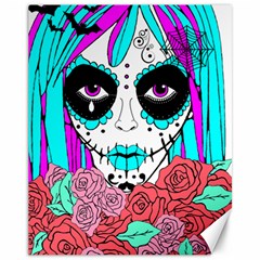 Hippy Chick Sugar Skull Canvas 11  X 14  