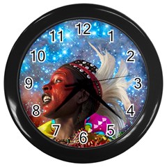 African Star Dreamer Wall Clocks (black) by icarusismartdesigns