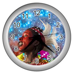 African Star Dreamer Wall Clocks (silver)  by icarusismartdesigns