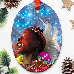 African Star Dreamer Oval Ornament (two Sides)