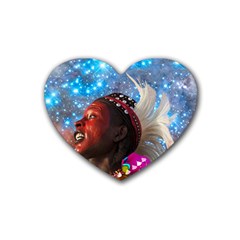 African Star Dreamer Rubber Coaster (heart)  by icarusismartdesigns