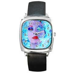 Swimming Into The Blue Square Metal Watch by icarusismartdesigns