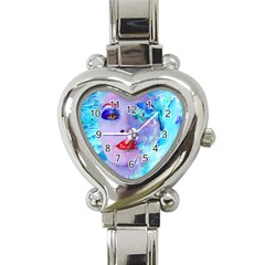 Swimming Into The Blue Heart Italian Charm Watch by icarusismartdesigns