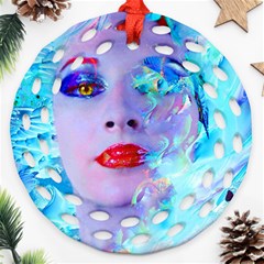 Swimming Into The Blue Ornament (round Filigree) 