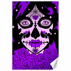 Sugar Skull Purple Roses Canvas 20  X 30  