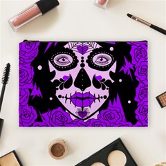 Sugar Skull Purple Roses Cosmetic Bag (large) 