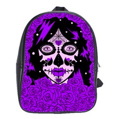 Sugar Skull Purple Roses School Bags(large) 