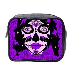 Sugar Skull Purple Roses Mini Toiletries Bag 2-side