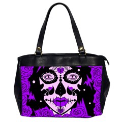 Sugar Skull Purple Roses Office Handbags (2 Sides) 