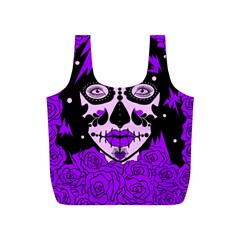 Sugar Skull Purple Roses Full Print Recycle Bags (s)  by burpdesignsA