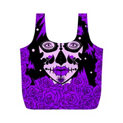 Sugar Skull Purple Roses Full Print Recycle Bags (m)  by burpdesignsA