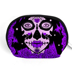 Sugar Skull Purple Roses Accessory Pouches (medium)  by burpdesignsA