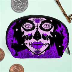 Sugar Skull Purple Roses Accessory Pouches (large) 