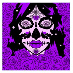 Sugar Skull Purple Roses Large Satin Scarf (square)