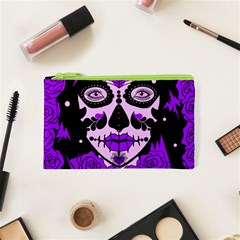 Sugar Skull Purple Roses Cosmetic Bag (xs) by burpdesignsA