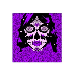 Sugar Skull Purple Roses Satin Bandana Scarf