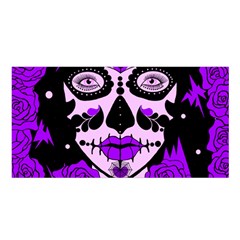 Sugar Skull Purple Roses Satin Shawl