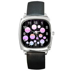 Pink Elegance  Square Metal Watch by Valentinaart