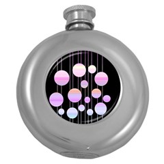 Pink Elegance  Round Hip Flask (5 Oz) by Valentinaart