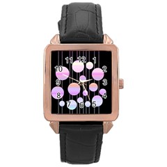 Pink Elegance  Rose Gold Leather Watch  by Valentinaart