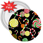 Xmas candies  3  Buttons (10 pack)  Front