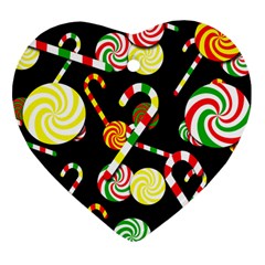 Xmas Candies  Heart Ornament (2 Sides) by Valentinaart