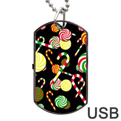 Xmas candies  Dog Tag USB Flash (One Side)