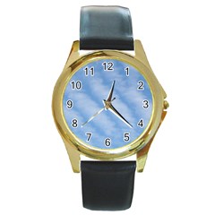 Wavy Clouds Round Gold Metal Watch by GiftsbyNature