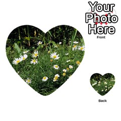 White Daisy Flowers Multi-purpose Cards (heart)  by picsaspassion