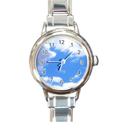 Clouds And Blue Sky Round Italian Charm Watch by picsaspassion