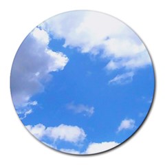 Clouds And Blue Sky Round Mousepads by picsaspassion