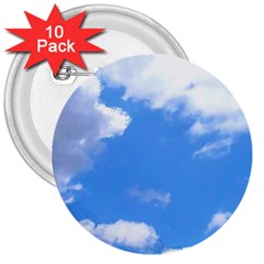 Clouds And Blue Sky 3  Buttons (10 Pack)  by picsaspassion