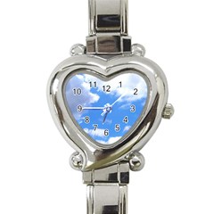 Clouds And Blue Sky Heart Italian Charm Watch by picsaspassion